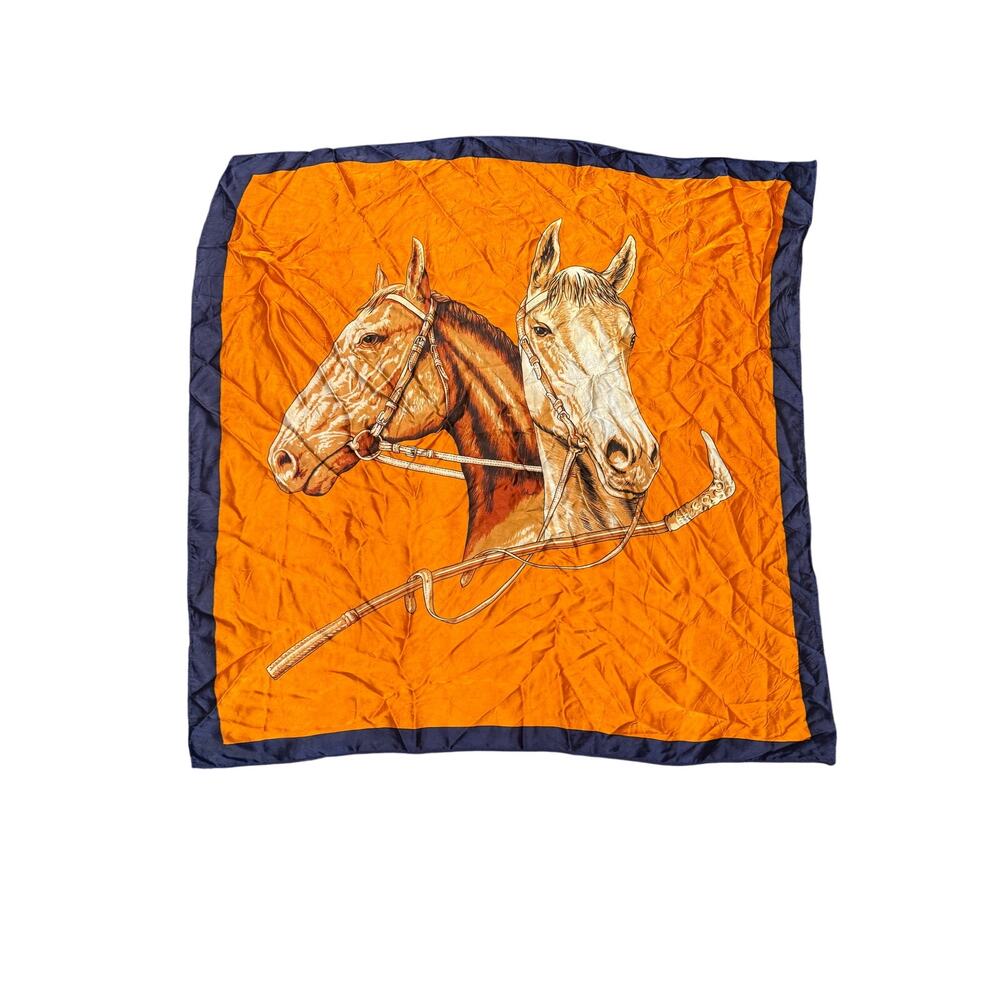 vintage orange horse face Square Scarf satin feel head bandana tops